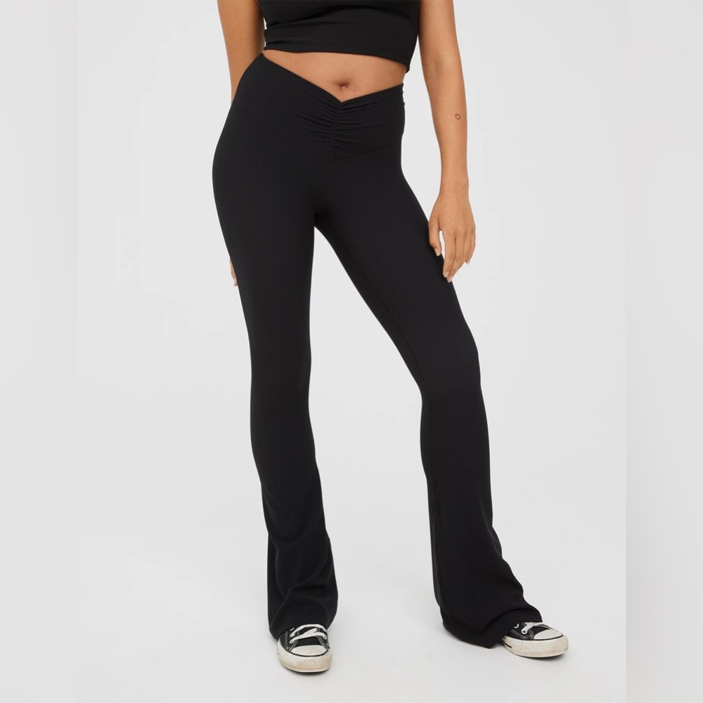 OFFLINE By Aerie Real Me Waffle High Waisted Ruched Flare Legging